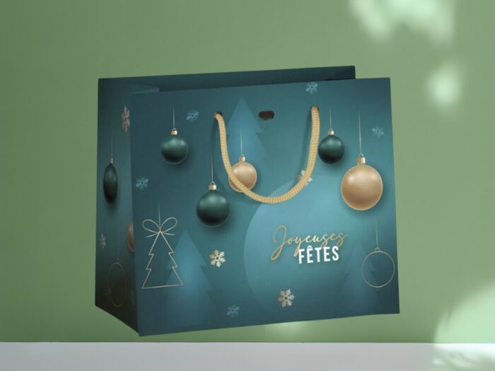 Sac papier "Boules de Noël"